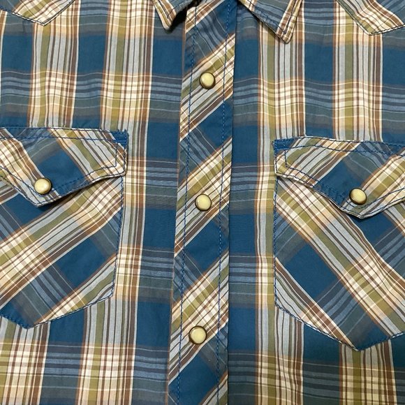 American‎ Eagle Outfitters Mens Pearl Snap Short Sleeve Shirt Size Large Vinyage - Picture 5 of 11